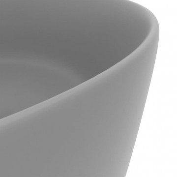 Chiuvetă baie lux gri deschis mat 40x15 cm ceramică rotund - Img 6