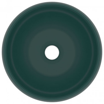 Chiuvetă baie lux verde închis mat 40x15 cm ceramică rotund - Img 3