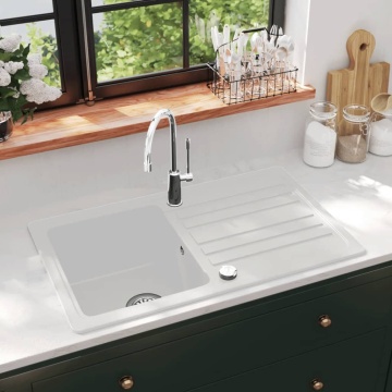 Chiuvetă bucătărie granit, bazin unic cu scurgere, reversibilă, gri - Img 1