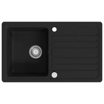 Chiuvetă bucătărie granit, bazin unic cu scurgere reversibilă, negru - Img 2