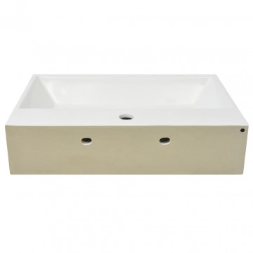Chiuvetă cu orificiu robinet, ceramică 60,5x42,5x14,5 cm, alb - Img 4
