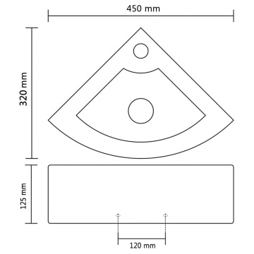 Chiuvetă cu preaplin, alb, 45 x 32 x 12,5 cm - Img 6