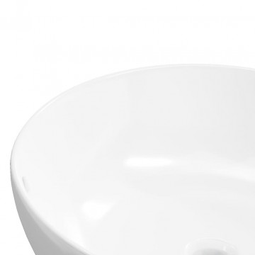 Chiuvetă de baie, alb, 44x17 cm, ceramică, rotundă - Img 6