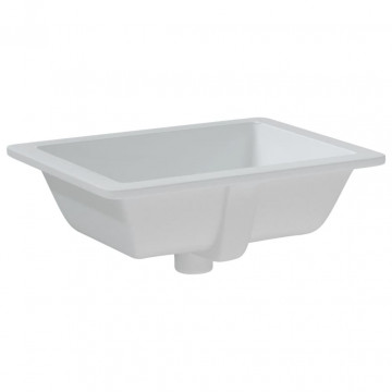 Chiuvetă de baie, alb, 46,5x35x18 cm, pătrată, ceramică - Img 5