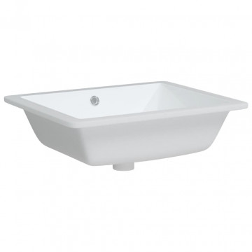 Chiuvetă de baie, alb, 50x40,5x18,5 cm, pătrată, ceramică - Img 3