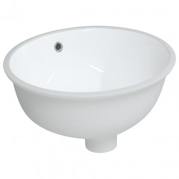 Chiuvetă de baie albă 38,5x33,5x19 cm, ovală, ceramică - Img 2