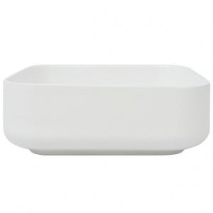 Chiuvetă de baie din ceramică, pătrată, 38 x 38 x 13,5 cm, alb - Img 3