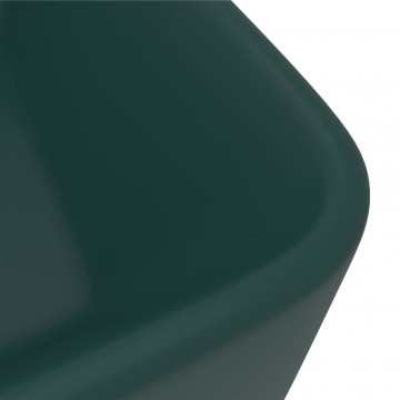 Chiuvetă de baie lux, verde închis mat, 41x30x12 cm, ceramică - Img 6