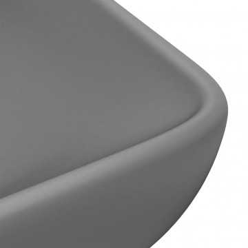 Chiuvetă de lux gri închis mat 71x38 cm ceramică dreptughiular - Img 6