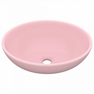 Chiuvetă de lux, roz mat, 40 x 33 cm, ceramică, formă ovală - Img 2