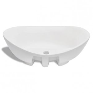 Chiuvetă din ceramică ovală cu preaplin și gaură robinet - Img 8