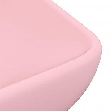 Chiuvetă dreptunghiulară de lux, roz mat, 71 x 38 cm, ceramică - Img 6