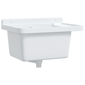 Chiuvetă lavoar pentru montare pe perete alb 50x35x24 cm rășină - Img 2