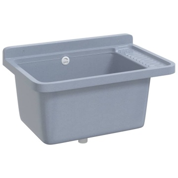 Chiuvetă lavoar pentru montare pe perete gri 60x40x28 cm rășină - Img 7