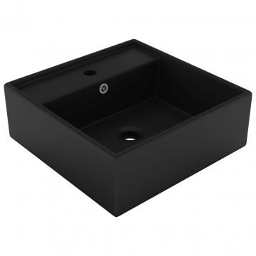 Chiuvetă lux cu preaplin negru mat, 41x41 cm, ceramică, pătrat - Img 2