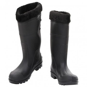 Cizme de ploaie cu șosete detașabile, negru, mărime 39, PVC - Img 2