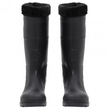 Cizme de ploaie cu șosete detașabile, negru, mărime 42, PVC - Img 3