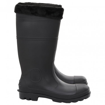 Cizme de ploaie cu șosete detașabile, negru, mărime 45, PVC - Img 3