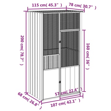 Colivie pentru păsări antracit 115x78x200 cm oțel galvanizat - Img 5