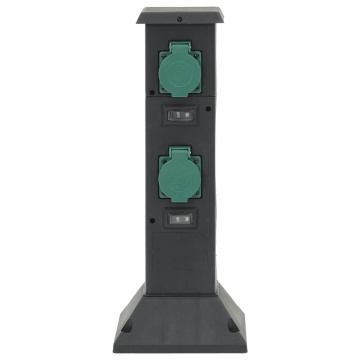 Coloană priză de exterior cu 4 căi, negru/verde, 16x16x39,5 cm - Img 2