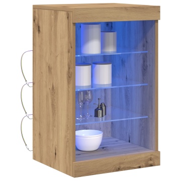 Comodă cu lumini LED Stejar Artizanal 41x37x67 cm - Img 3