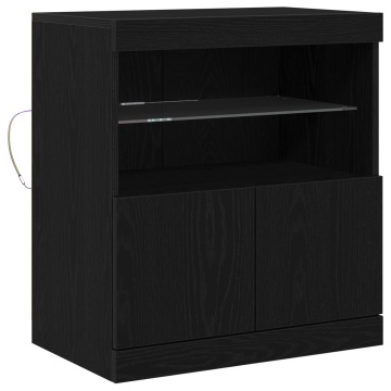 Comodă cu Lumini LED Stejar Negru 60x37x67 cm - Img 2