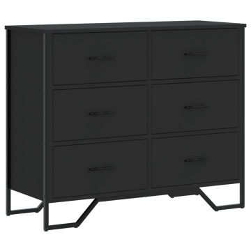 Comodă cu sertare, negru, 91x35,5x74,5 cm, lemn prelucrat - Img 2