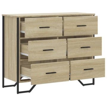 Comodă cu sertare, stejar sonoma 91x35,5x74,5 cm lemn prelucrat - Img 6