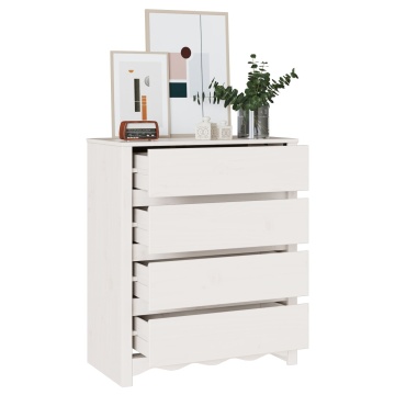 Comodă DRAMMEN Alb 76,5x40x91 cm Lemn masiv Pin - Img 3