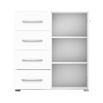 Comoda mini stela 1d4s, pal alb, 90x95x45 cm - Img 3