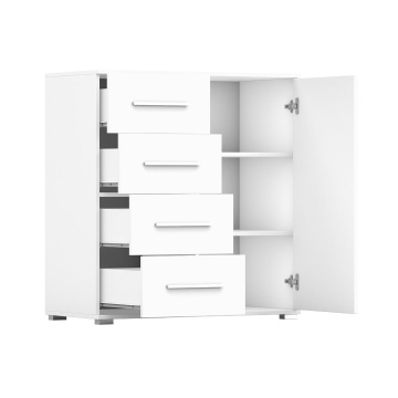 Comoda mini stela 1d4s, pal alb, 90x95x45 cm - Img 7