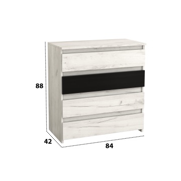 Comoda Omega, Alb murdar, 84x42x88 cm - Img 4