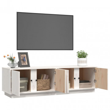 Comodă TV, alb, 140x40x40 cm, lemn masiv de pin - Img 8