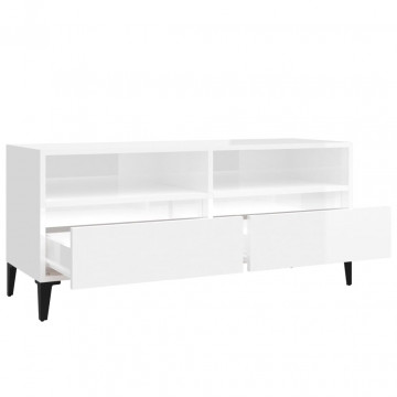 Comodă TV, alb extralucios, 100x34,5x44,5 cm, lemn prelucrat - Img 8