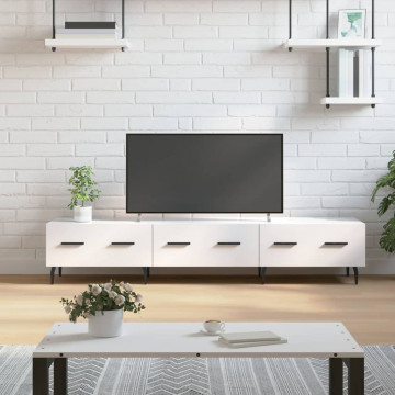Comodă TV, alb extralucios, 150x36x30 cm, lemn prelucrat - Img 1