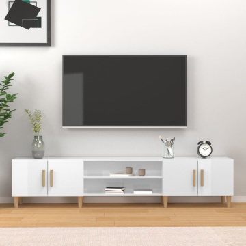 Comodă TV, alb extralucios, 180x31,5x40 cm, lemn prelucrat - Img 1