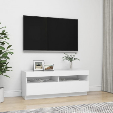 Comodă TV cu lumini LED, alb, 100x35x40 cm - Img 8