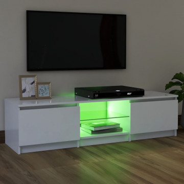 Comodă TV cu lumini LED, alb, 120x30x35,5 cm - Img 4