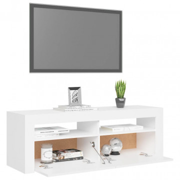 Comodă TV cu lumini LED, alb, 120x35x40 cm - Img 5