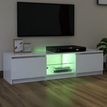 Comodă TV cu lumini LED, alb, 140x40x35,5 cm - Img 7