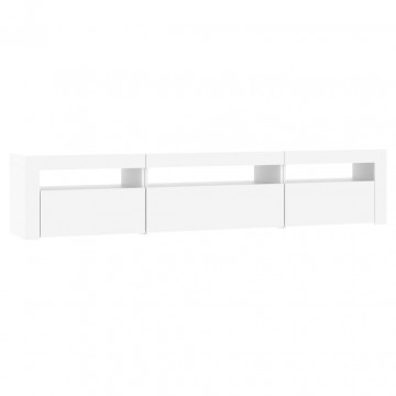 Comodă TV cu lumini LED, alb, 195x35x40 cm - Img 6
