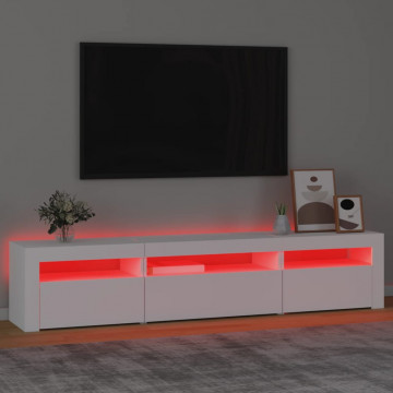 Comodă TV cu lumini LED, alb, 195x35x40 cm - Img 8