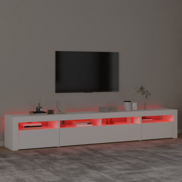 Comodă TV cu lumini LED, alb, 240x35x40 cm - Img 8
