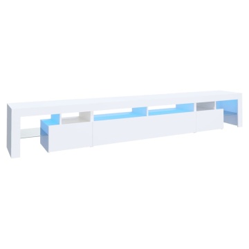 Comodă TV cu lumini LED, alb, 260x36,5x40cm - Img 2