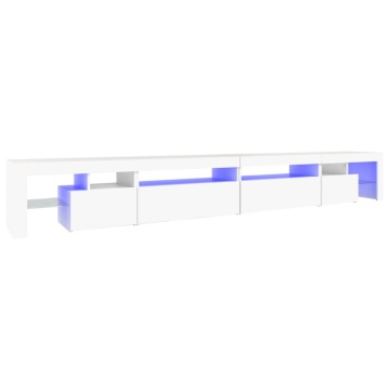 Comodă TV cu lumini LED, alb, 290x36,5x40 cm - Img 2