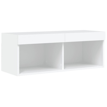 Comodă TV cu lumini LED, alb, 80x30x30 cm - Img 6