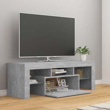 Comodă TV cu lumini LED, gri beton, 120x35x40 cm - Img 3