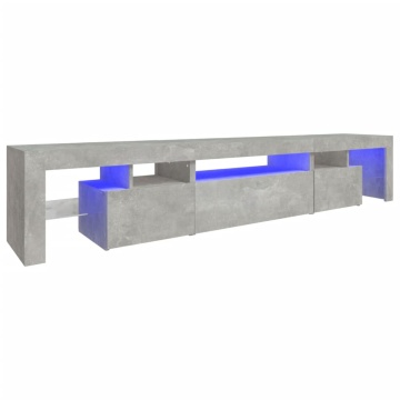Comodă TV cu lumini LED, gri beton, 215x36,5x40cm - Img 2