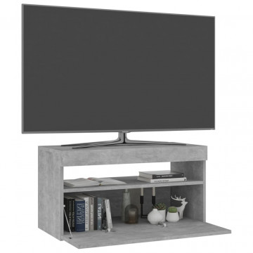 Comodă TV cu lumini LED, gri beton, 75x35x40 cm - Img 3