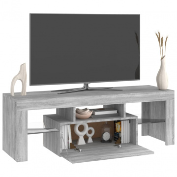 Comodă TV cu lumini LED, gri sonoma, 120x35x40 cm - Img 6